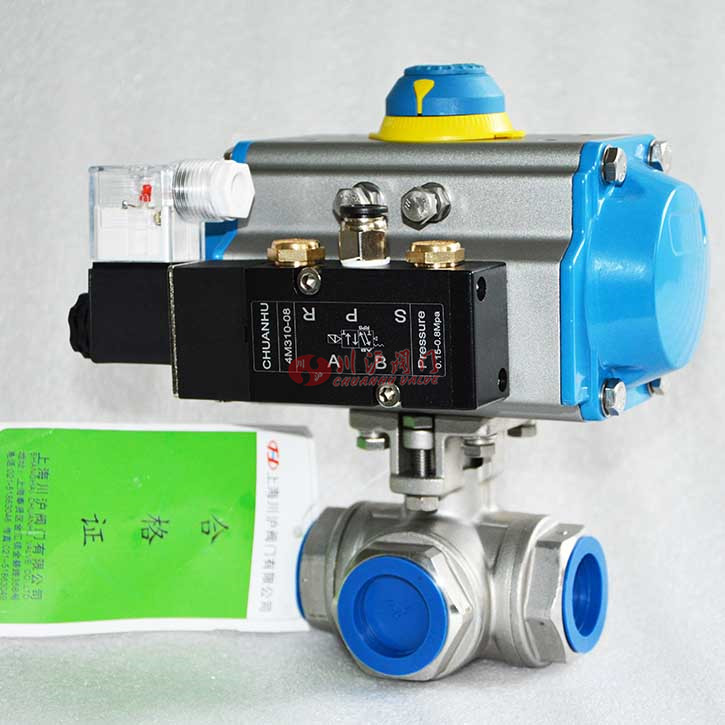 氣動三通內(nèi)螺紋球閥實(shí)物圖